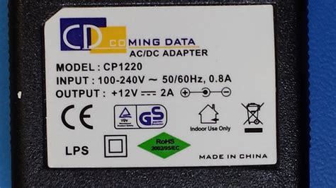 ADAPTOR Power Supply, MING DATA, CP1220, Plug-In, 100-240V, 0.8A, 12VDC ...