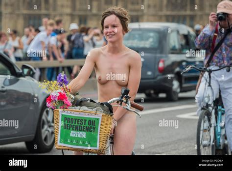 London Uk Th June The World Naked Bike Ride London Edition Passes Over Westminster