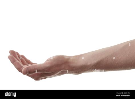 Man Hand To Hold Something Isolated On White Background Photo For