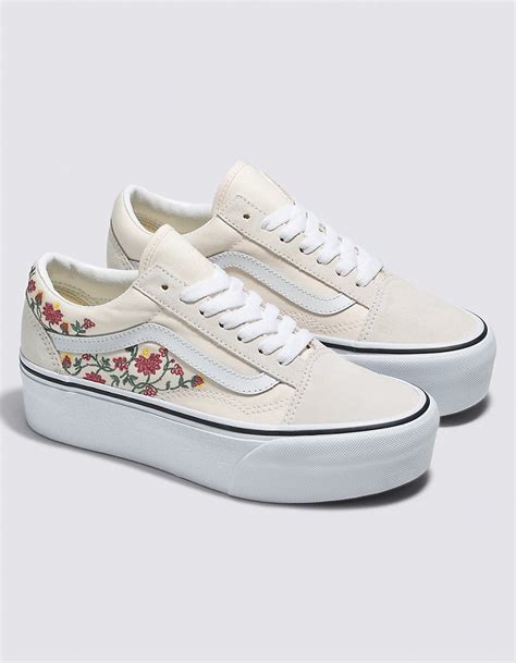 Vans Floral Embroidery Old Skool Stackform Womens Shoes Natural Tillys