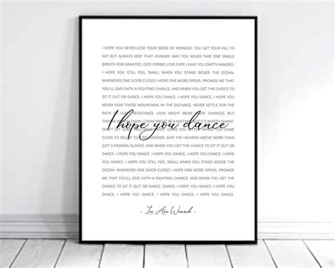 I Hope You Dance Hope You Dance Lee Ann Womack Song Lyrics Print