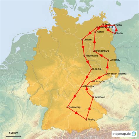 StepMap Rundreise Landkarte für Deutschland