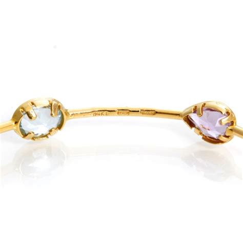 14K Yellow Gold Amethyst Aquamarine And Citrine Bracelet