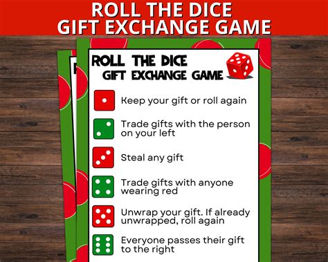 Christmas Exchange Dice Game Printable, Christmas Gift Exchange Games ...