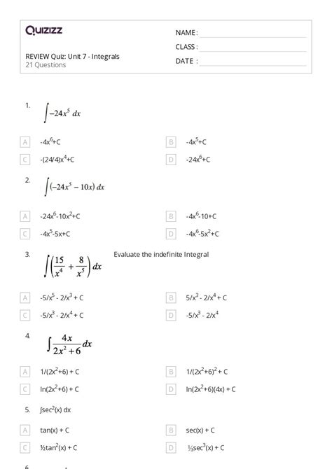 50+ integrals worksheets on Quizizz | Free & Printable