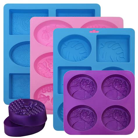 Buy Silicone Soap Molds, 4 Pack Silicone Soap Molds for Soap Making, 6 ...