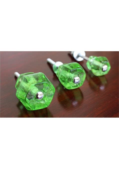 1" GREEN Glass Cabinet Knobs Pulls Vintage Dresser Drawer Hardware 25 pcs 1 - The Kings Bay