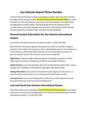 Calaméo - San Antonio Airport Phone Number