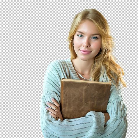 Premium Psd A Woman Holding A Book With A Brown Cover That Says Quot