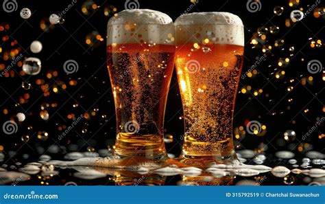 Two Glasses Of Beer With Foam On Top One Is Almost Empty By Ai