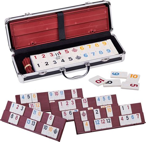 Large Size Rummy Set, Rummy 106 Tile Game with Aluminum Case,Travel ...