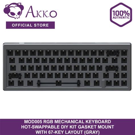Akko Mod Rgb Mechanical Keyboard Hot Swappable Diy Kit Gasket Mount With Key Layout Gray