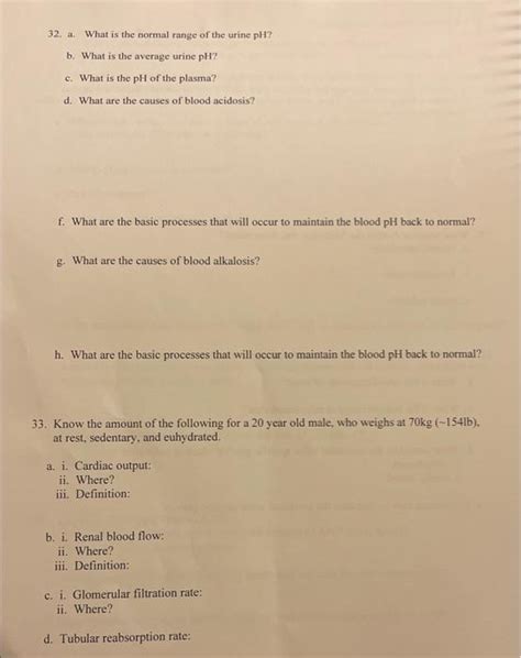 Solved 32. a. What is the normal range of the urine pH ? b. | Chegg.com