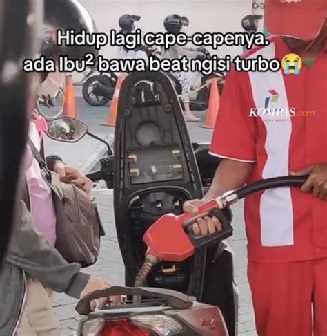 Emak Emak Pake Honda Beat Nenggaknya Pertamax Turbo Langsung Viral