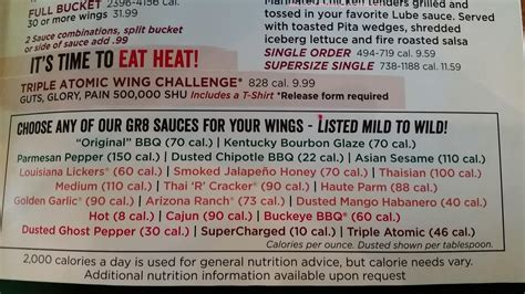 Menu at Quaker Steak & Lube steakhouse, Council Bluffs, Mid America Dr