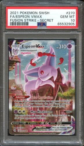 Pokémon TCG Espeon Vmax Fusion Strike 270 264 Holo Secret Rare PSA 10