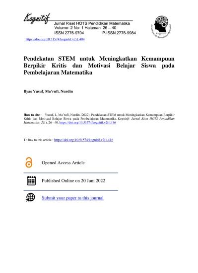 View Of Pendekatan Stem Untuk Meningkatkan Kemampuan Berpikir Kritis