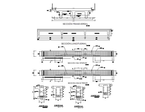 Bridge Of Concrete Slab And Beam Section And Constructive Details Dwg