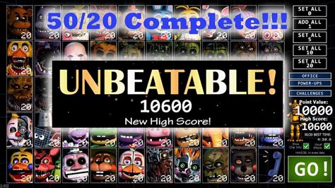 FNAF Ultimate Custom Night 50 20 MODE COMPLETE I BEAT 50 20