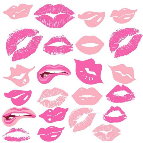 Pink Lips Kisses Hot Pink Lips Clipart 5 Custom Invitations Clip Art Digital Download