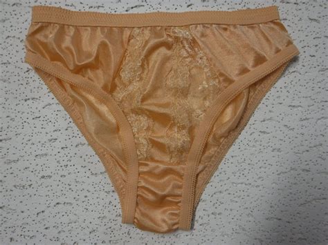 Vtg Nylon And See Through Lace Bikini Panties Waist Gem