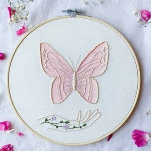 Watercolor Butterfly Embroidery Hoop, Embroidery Wall Art, Embroidery ...