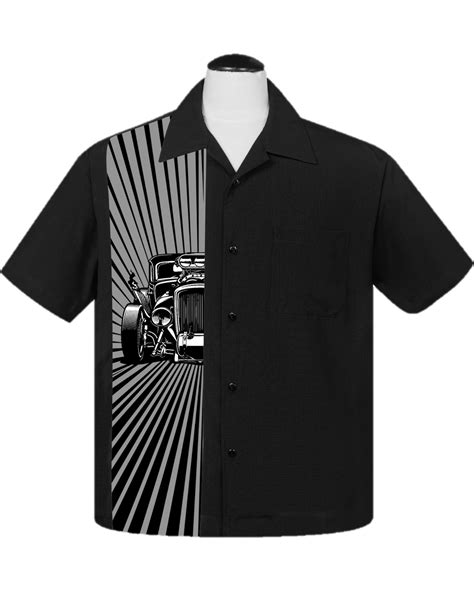 Steady Clothing Hot Rod Car Burst Rockabilly Bowling Button Down Shirt St35467 Casual Shirts