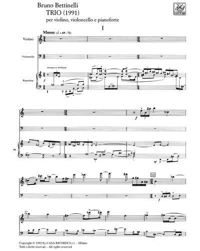 Trio Per Violino Violoncello E Pianoforte Cello Sheet Music By Bruno