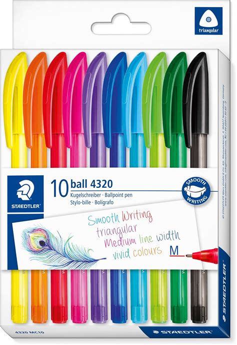 STAEDTLER Ball 4320 M Etui Carton 10 Stylos Bille Triangulaires