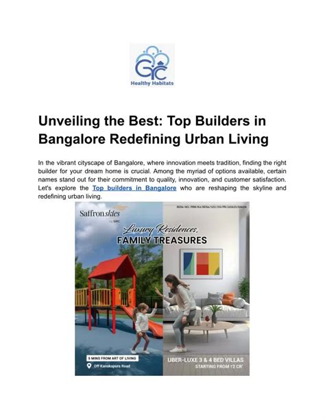 Ppt Unveiling The Best Top Builders In Bangalore Redefining Urban