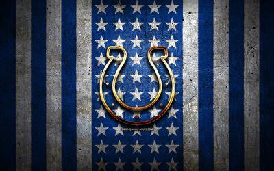 Download wallpapers Indianapolis Colts flag, NFL, blue white metal ...