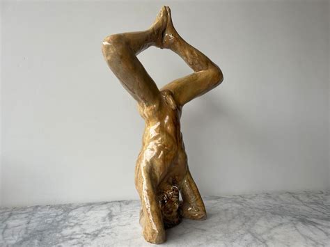 Yoga Art Headstand Sculpture Naked Man Sirshasana Mature Male Etsy