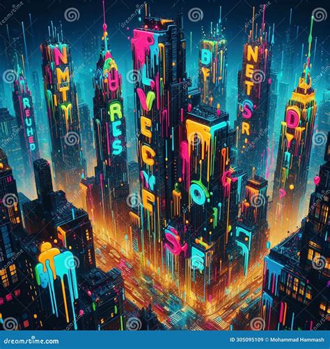 Neon City Ilumina O Fundo Do Cyberpunk Ilustra O Stock Ilustra O De