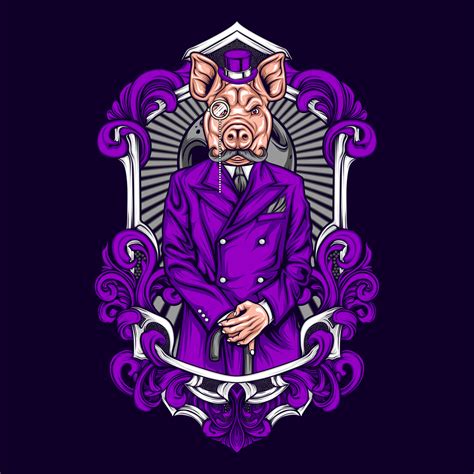 man in suit wearing pig mask 4775949 Vector Art at Vecteezy