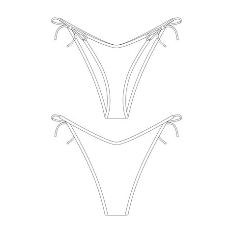 Template Low Rise Tie Bikini Bottom Vector Illustration Flat Design Outline Clothing Collection