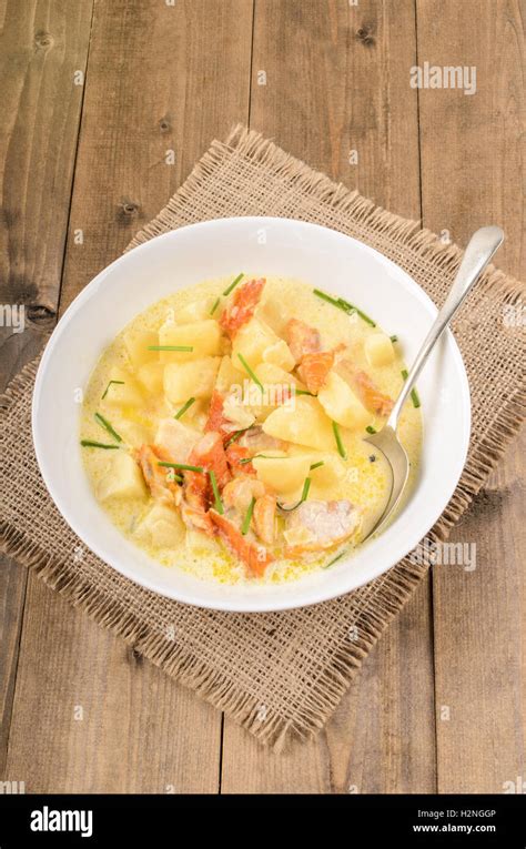 Cullen Skink Traditional Scottish Soup Made Of Smoked Haddock