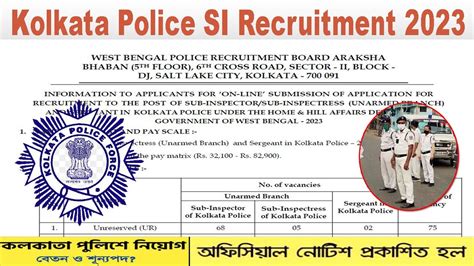 Kolkata Police SI Recruitment 2023 Kolkata Police Recruitment Wb