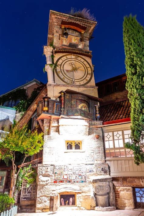 The Clock Tower Of The Rezo Gabriadze In Tbilisi Georgia Editorial