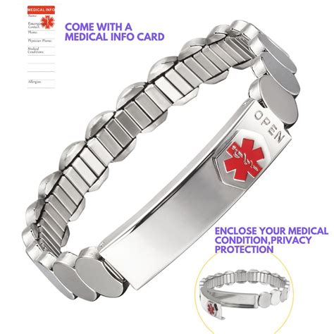 Elastic Medical Alert Bracelets For Women With Lift Up Section 175cm