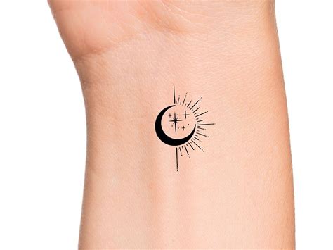 Black Moon Sun Stars Temporary Tattoo - Etsy