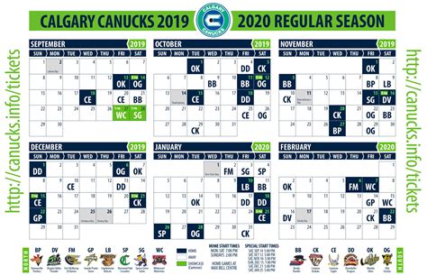 Canucks 2019-2020 Schedule | Calgary Canucks - Over 50 Years of Junior ...