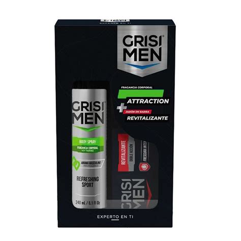 Grisi Men Body Spray Sport 240ML Jabon Barra Revitalizante 125G