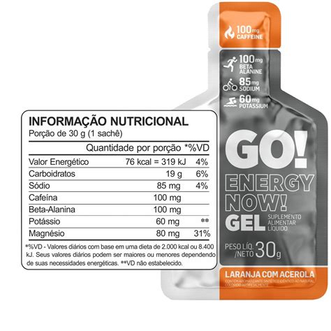 Carboidrato em gel Cafeína Go Energy Now 10sac X30g Atlheica