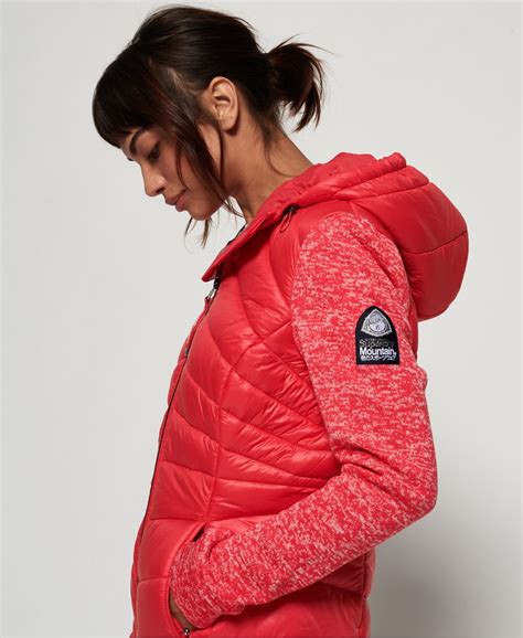 Womens Storm Panel Quilted Hybrid Jacket In Spicy Coral Superdry Uk