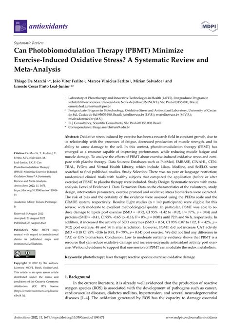 PDF Can Photobiomodulation Therapy PBMT Minimize Exercise Induced