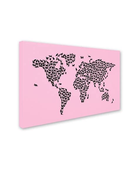 Trademark Global Michael Tompsett Cats Map Of The World Map Canvas