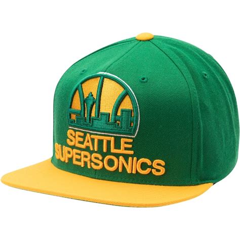 Mitchell & Ness Seattle Super Sonics XL Logo Two Tone Snapback Hat ...