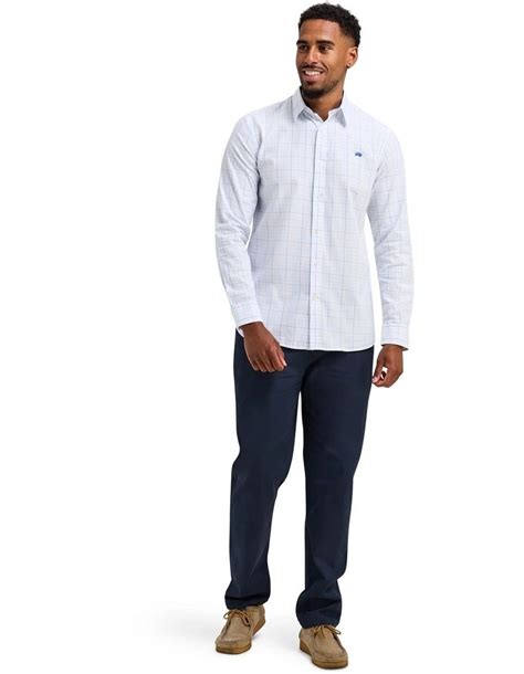 Raging Bull Country Check Brushed Cotton Long Sleeve Shirt In White Myer