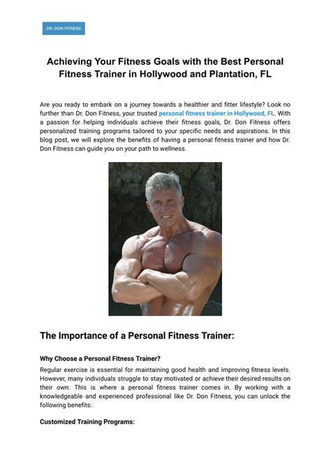 Ppt Achieving Your Fitness Goals With The Best Personal Fitness