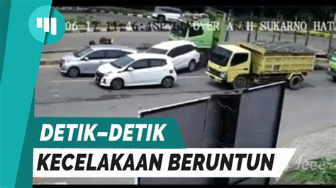 Video Detik Detik Kecelakaan Beruntun Truk Tronton Sruduk Mobil